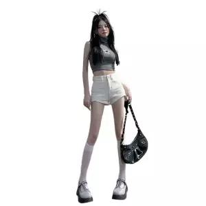 여친 데님 여름 A라인 청반바지 하이웨스트 슬림핏 아우터 핫팬츠 반바지 원픽2