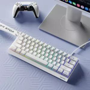 승광 F6 60 게이밍 키보드 유선 RGB 백라이트 멤브레인 PBT 키캡 컴팩트 디자인 맥/윈화이트용 랜야드