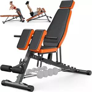 XDDIAS 로만 체어 홈 헬스장용 조절 가능한 웨이트 벤치 백 익스텐션 머신 덤벨 랙이 있는 000LBS 올인원