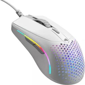 영광스러운 게임 벌집 껍질이 있는 초경량 유선 PC 마우스 6 프로그래밍 가능 버튼 RGB 조명 및 스케이트