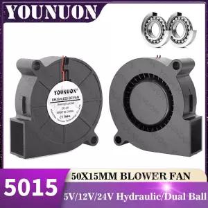 5015 50mm DC 24V 12V 5V 2핀 듀얼 볼/슬리브 베어링 브러시리스 냉각 터빈 블로워 팬 x 쿨러
