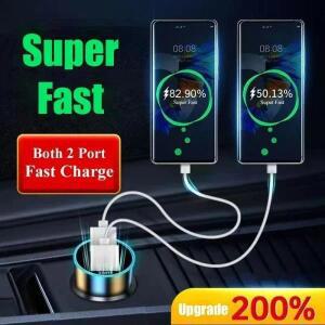 듀얼 포트 240W 차량용 충전기 2 USB 초 시거잭 어댑터 디지털 액정 포함 자동차 트럭