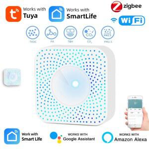공기질측정기 ZIGBEEWIFI 공기 감지기 습도 센서 박스 GOOGLE을 6IN1 온도 ALEXA PM2 에어 스마트 CO2 VOC 포름알데히드
