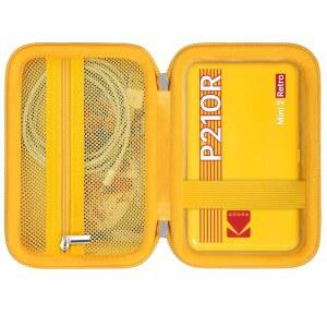 코닥 kodak Mini 2 레트로 4PASS 휴대용 사진 프린터용 RAIAL 하드 케이스 P210R 인스턴트 디지털 카메라 여행 보관함 메쉬 포켓 핏 용지 및 케이블 노란색