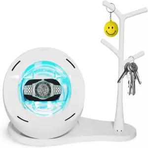 5 LED 조명이 있는 자동 시계 와인더 분리 가능한 주얼리 트리가 무음 회전 상자 기계식 USB 및 배터리