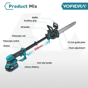레모오 YOFIDRA 브러시리스 12인치 텔레스코픽 폴 전기 체인톱 7000W 고가지 절단기 마끼다 호환 호환 18V