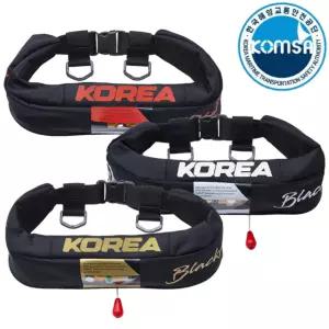 블랙마린 허리벨트형 자동팽창식 구명조끼 FREE 수분감지 해양수산부 형식승인 KOMSA 국내생산 콤사 선상 배 낚시