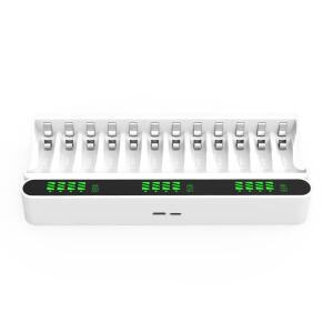 VC12 Type-C 12 슬롯 스마트 충전기 특히 1.2V AA/AAA Ni-MH/Ni-CD 충전형 배터리용