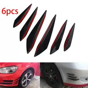 6pcs 유니버설 고무 자동차 앞 범퍼 립 보호대 후면 디퓨저 블랙 탄소 섬유 스포일러 스플리터 윙 가드