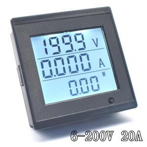 DC 6-200V 20A 전압 전류 측정기 LCD 디지털 액정 전력 소비 임피던스 알람 이  테스터 도구