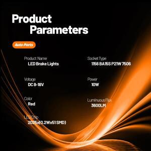 2개 LED 브레이크 라이트 전구 P21W BA15S 1156 캔버스  포드 C- 피에스타 포커스 4 갤럭시 호환 카 카 201