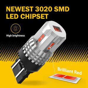 2pcs T20 LED 빨간색 W21 5W 7443 3020 SMD 자동 테일 후면 브레이크 중지 위치 조명 신호 램프