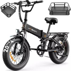 Jasion X 전기 자전거 접이식 400W 20*4 뚱뚱한 어 E 70마일 주행 거리 30MPH 최대 속도 48V 3AH 탈착식