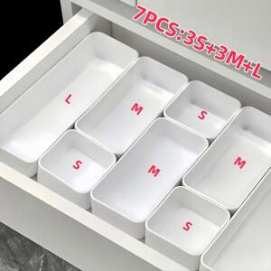 7개 서랍 정리함 세트 화장대 책상 칸막이가 있는 플라스틱 위한 정리를 보관함 스킨케어