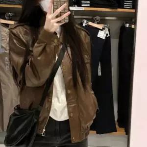 [텐바이텐]여자 가을 봄 간절기 출근 룩 레더 가죽 점퍼 자켓 코디