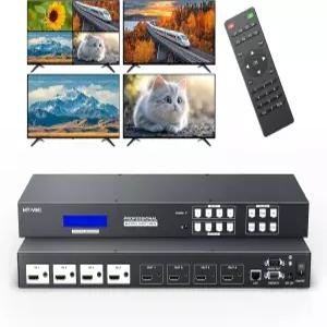 MTVIKI 4K30Hz HD 매트릭스 스위처 4x4 비디오 월 컨트롤러 2x2 및 멀티뷰어 PIP 35MM 오디오 랙 마운트