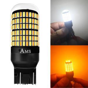 브레이크 라이트 1157 LED 7443 전구 화이트 앰버 듀얼 컬러 P21w 168smd 5W 12V 50개