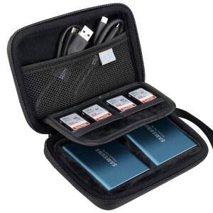 삼성호환 T5 케이스 T3 휴대용 SSD 250GB 500GB 1TB 2TB USB 3.1형 외장 솔리드 스테이트 드라이브 보호 가방을 운반하는 EVA 충격 방지 스토리지 블랙