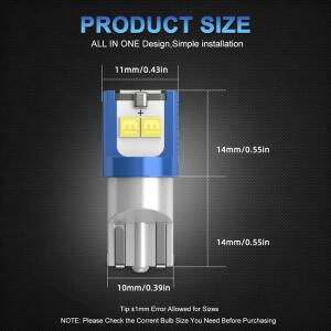 W5W 3030 SMD 자동차 T10LED 194 168 웨지 교체 리버스 계기판 램프  조명용 화이트 블루 전구 5개