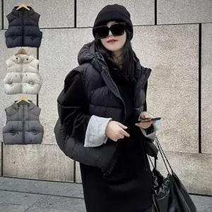[다잇템] 여자 라이트 벌룬 패딩 빅사이즈 코디 짧은기장 후디 조끼24544316588872