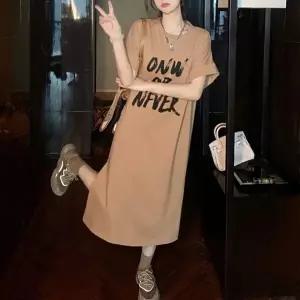 [하프클럽/]여름용 트임 롱 원피스 반팔 데일리 캐주얼 홈웨어 여성복