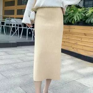 [하프클럽/]겨울용 골지 미디 H라인 밴딩 슬림핏 롱 스커트