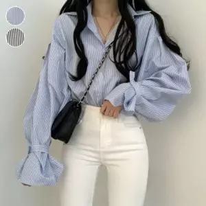 [하프클럽/]벌룬 스트라이프 루즈핏 여름용 셔츠