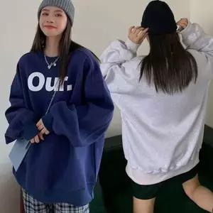[하프클럽/]여성용 기모 오버핏 맨투맨 봄가을 데일리 루즈핏 티셔츠 캐주