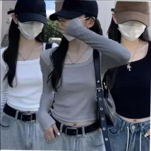 [하프클럽/]긴팔 유넥 티셔츠 목선 강조 데일리 레이어드 스타일