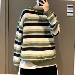 [하프클럽/]가을용 루즈핏 배색 라운드넥 긴팔 티셔츠
