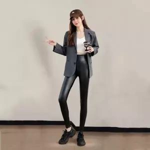 [하프클럽/]여성용 하이웨스트 기모 벨벳 레깅스 팬츠 슬림핏 바지