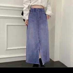 [하프클럽/]롱 하이웨스트 데님 스커트 봄가을 캐주얼 청치마 아웃도어용