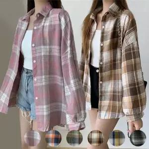 [하프클럽/]체크셔츠 캐주얼 무드인피치 긴팔티 6color 루즈핏 간