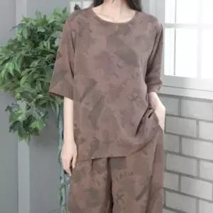 [하프클럽/]여성용 여름용 인견 7부 반팔 티셔츠 8부 팬츠