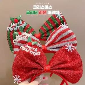 [하프클럽/]별별창고 체크 포인트 글리터 크리스마스 머리띠 헤어