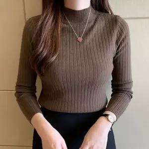 [하프클럽/]여성용 골지 반목 긴팔 니트 폴라 티셔츠 목폴라 티