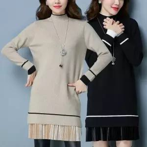 [하프클럽/]여성 봄 쉬폰 니트 롱 원피스 데일리룩