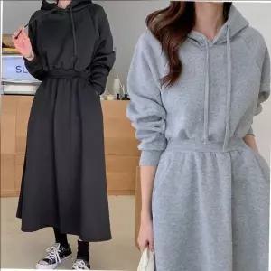 [하프클럽/]여성용 플레어 허리밴딩 후드 스커트 원피스 데일리 데이트룩