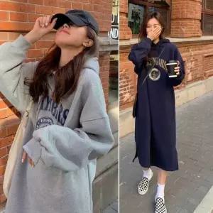 [하프클럽/]후드 롱 원피스 데일리 캐주얼 봄 가을 스타일