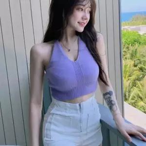 [하프클럽/]홀터넥 니트 크롭 나시 4컬러 백리스 여름 바캉스룩