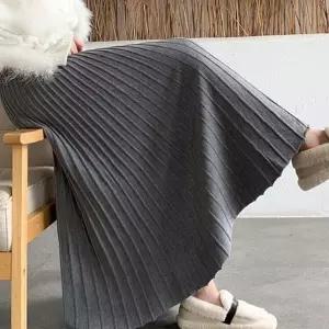 [하프클럽/]여자 울니트 플리츠 롱스커트 데일리 긴치마