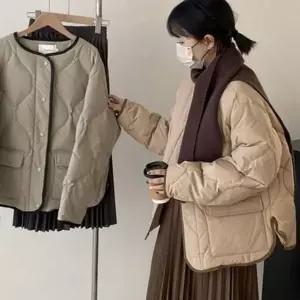 [하프클럽/]데일리 여성 퀼팅 패딩 루즈핏 여성 오버핏 점퍼 노카라 경량