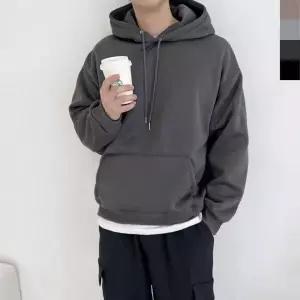 [하프클럽/]겨울용 남성 오버핏 양털 안감 후드 기모 맨투맨 커플룩