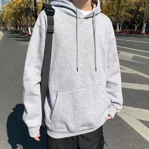 [하프클럽/]남성용 기모 후드 긴팔 루즈핏 캐주얼 티셔츠