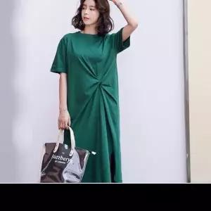 [하프클럽/]여름용 루즈핏 꼬임 디테일 반팔 롱 드레스 원피스