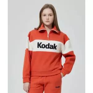 매장정품 코닥 KODAK 빅로고 블록 마이크로플리스 세미오버핏 반집업 맨투맨 우먼 ORANGE K4422EFSE1ORG 69