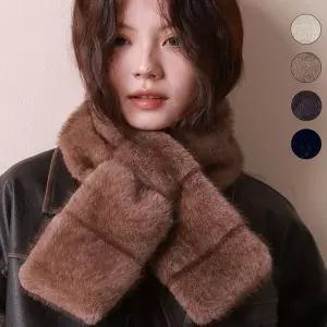 [하프클럽/]퀼팅 퍼 머플러 페이크 목도리 밍크 털 쁘띠 인조