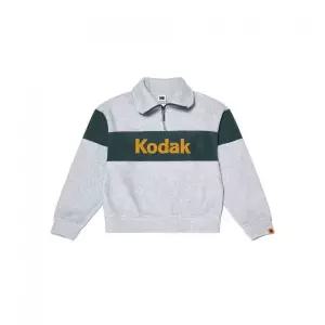 매장정품 코닥 KODAK 빅로고 블록 마이크로플리스 세미오버핏 반집업 맨투맨 우먼 WHITE MELANGE K4422EFSE