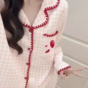 [하프클럽/]토마토 누빔 기모 겨울 체크 잠옷 파자마 세트
