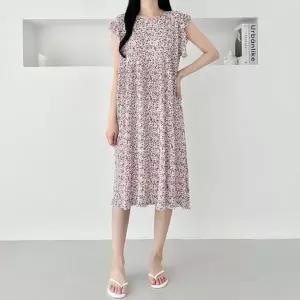 [하프클럽/]여성용 여름 프릴 원피스 데일리 냉감 플레어 롱 드레스